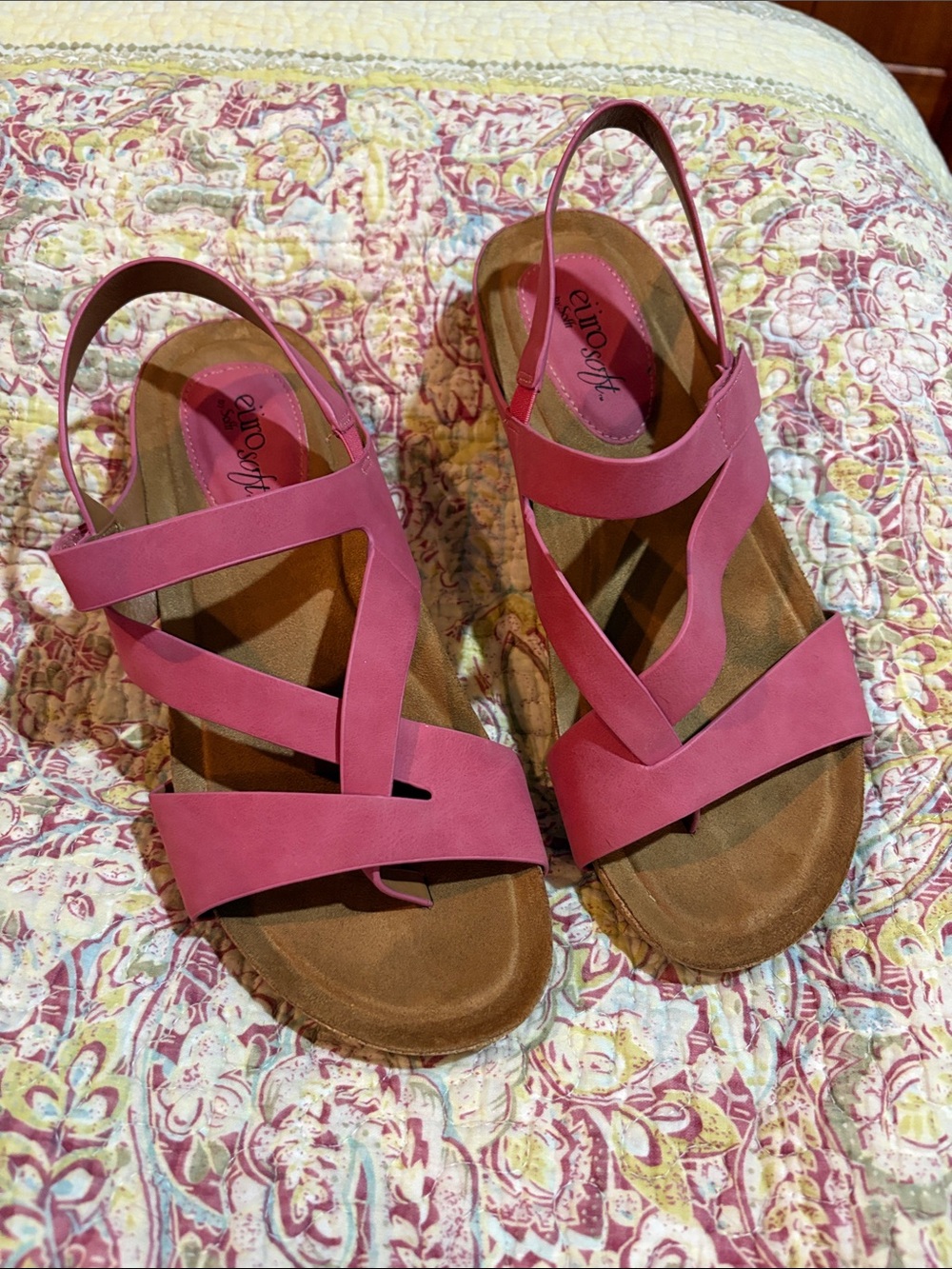 Pink Slingback Crisscross Thong Sandals for Women in faux suede
